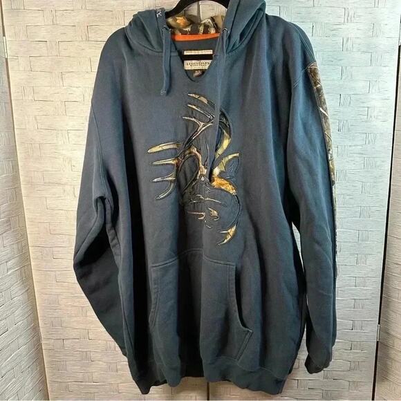 Legendary Whitetails pull over hoodie with buck cut out front camo soft XL tall - Picture 1 of 9
